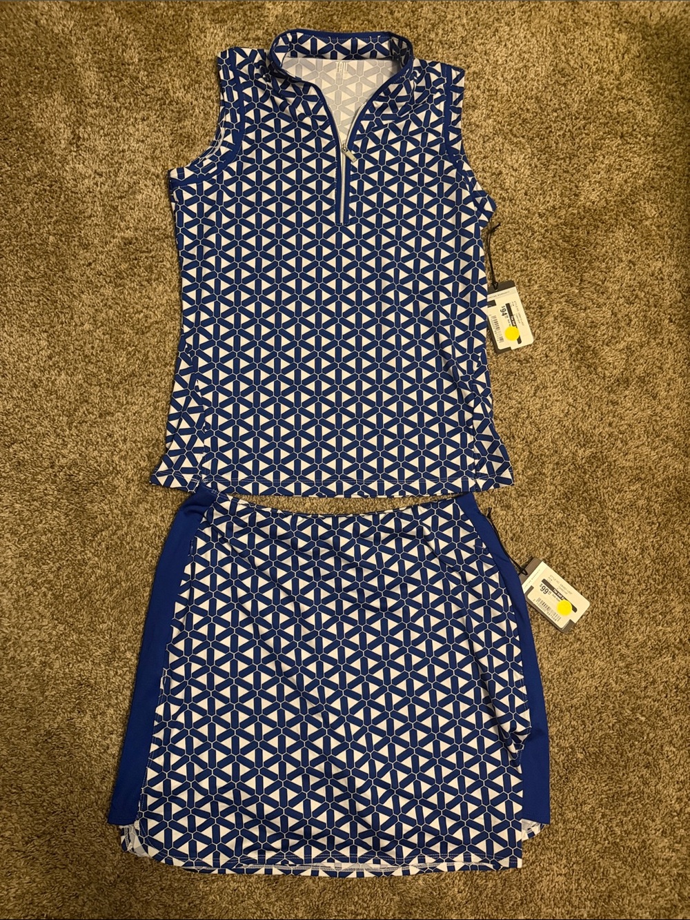Tail golf Sleeveless Blue Geo-Print with Skort Set
